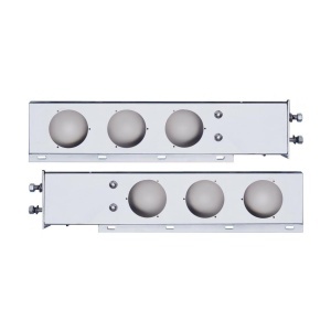 TRMFH308 | Straight 2-1/2" Bolt Pattern 30" Chrome Mud Flap Hangers with 6 x 4" Light Cutouts